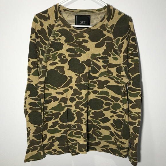 Obey Other - Rare OBEY Camouflage Front Pocket LS Green Shirt